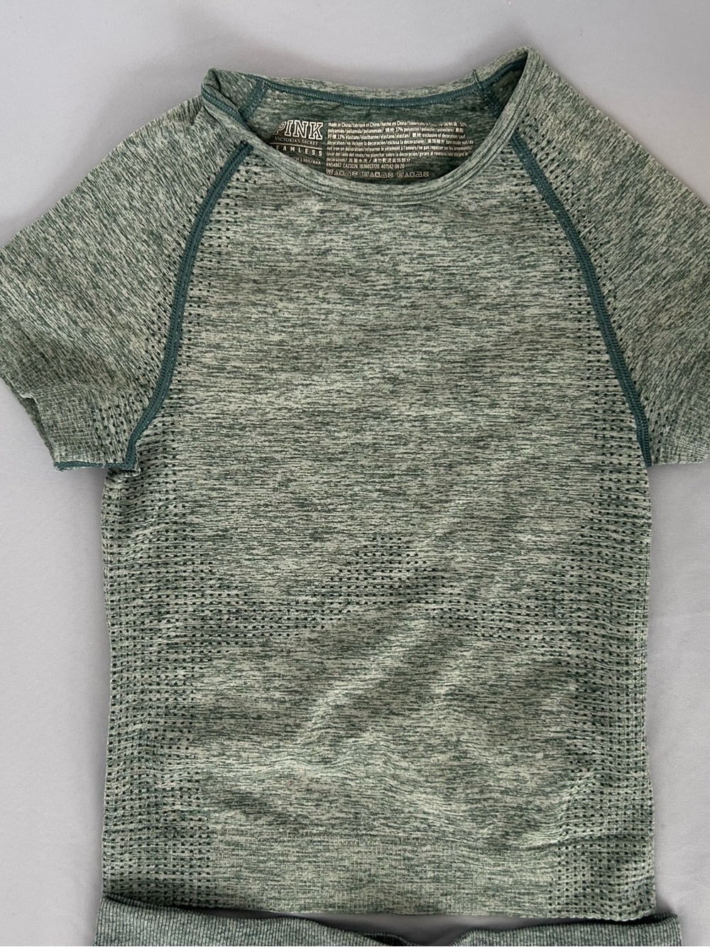 Victoria's Secret PINK Heathered Sage Green Short Sleeve Kids Tee